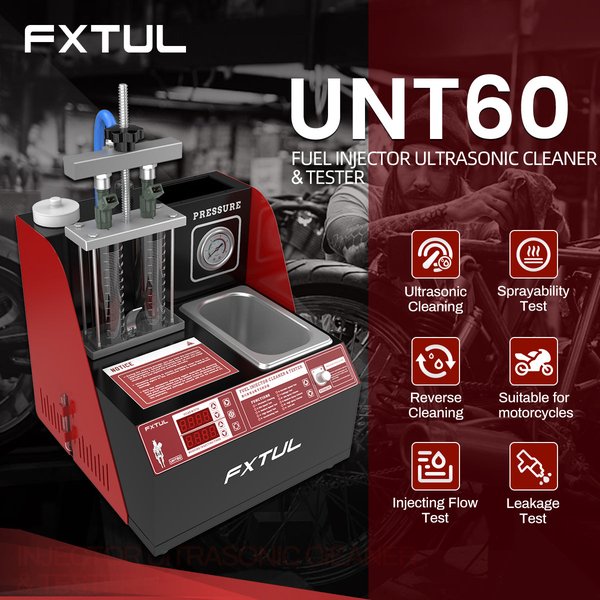 FXTUL UNT60 Motorcycle Ultrasonic Nozzle Detector and Cleaner Fuel Injector Tester Efficient Nozzle Testing