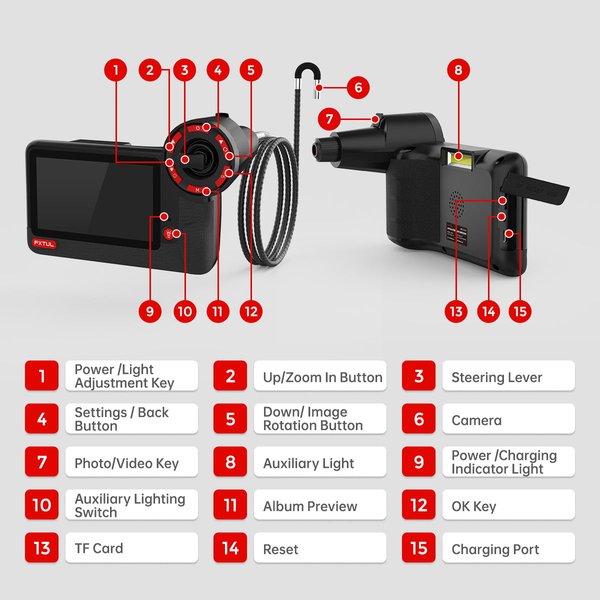 FXTUL MV50 Motorcycle Borescope Camera 210°  Angle 32GB Memory
