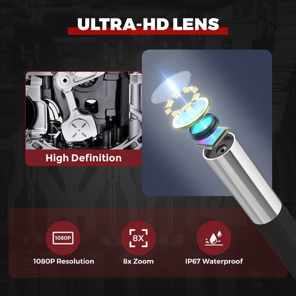 FXTUL MV50 Motorcycle Borescope Camera 210°  Angle 32GB Memory