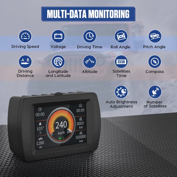 MRCARTOOL M85 Multi-function HUD GPS Inclinometer Slope Meter for Off-Road SUV Vehicles