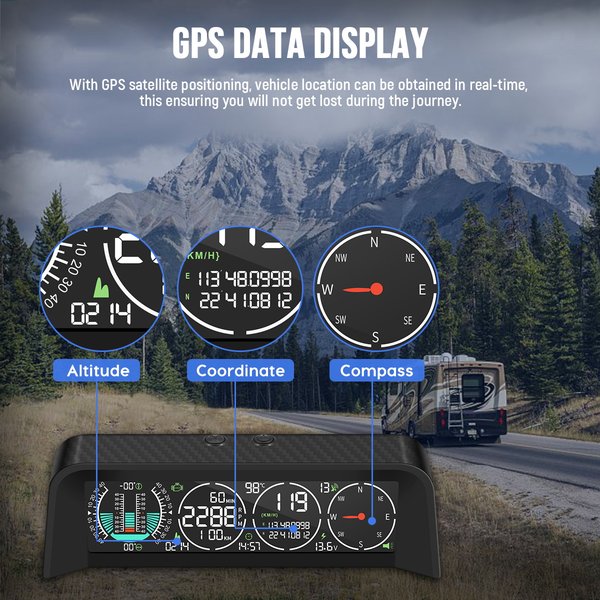 MRCARTOOL M80 Car GPS Head-up Display Slope Meter Automotive Digital Speedometer OBD2 HUD