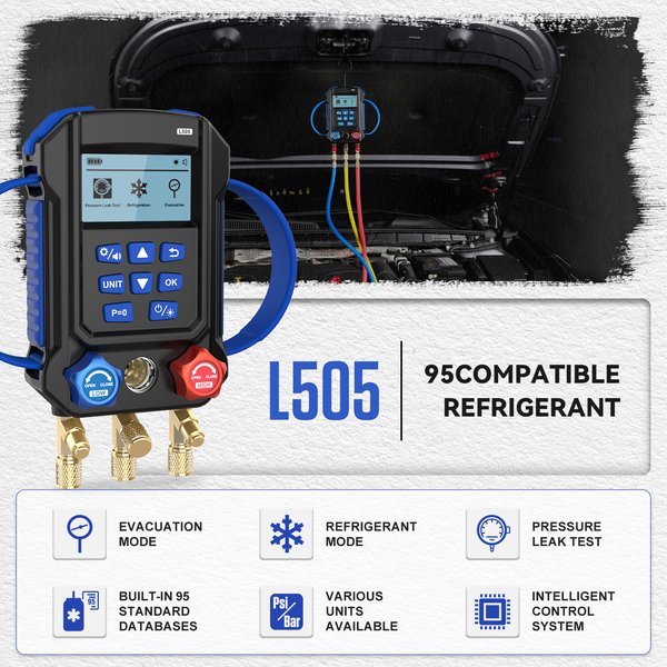 MRCARTOOL L505 Digital HVAC Gauges Manifold Gauge Set