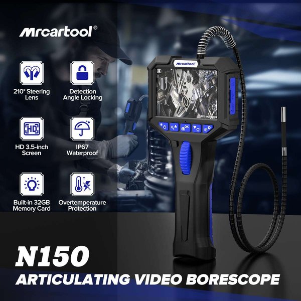 MRCARTOOL N150 210° Articulating Borescope 6.2mm Flexible Borescope