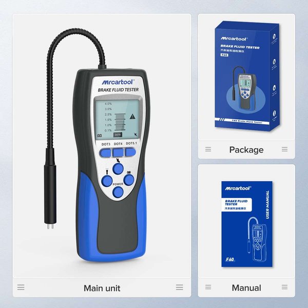 MR CARTOOL F60 Brake Fluid Tester with HD Blackit Screen