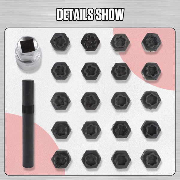 MRCARTOOL 22pcs Locking Lug Nut Removal Tool​ for BMW