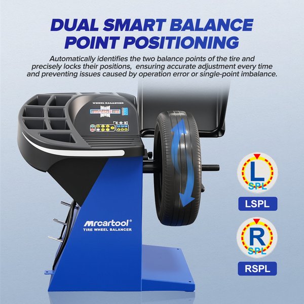 MRCARTOOL B-082 Full Automatic Wheel Balancer, 10″-24″ Tire Balancing Machine with 1g Precision & Auto Gauge