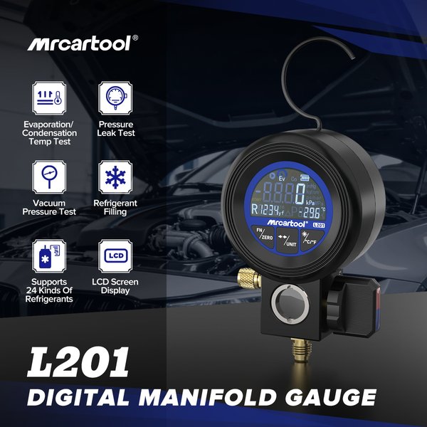 MRCARTOOL L201 24-REFRIGERANT MODEL DIGITAL MANIFOLD GAUGE
