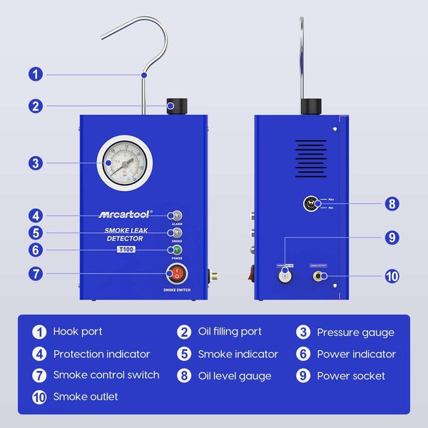 Smoke Machine Leak Detector Car Vacuum Leak Tester-MRCARTOOL T100