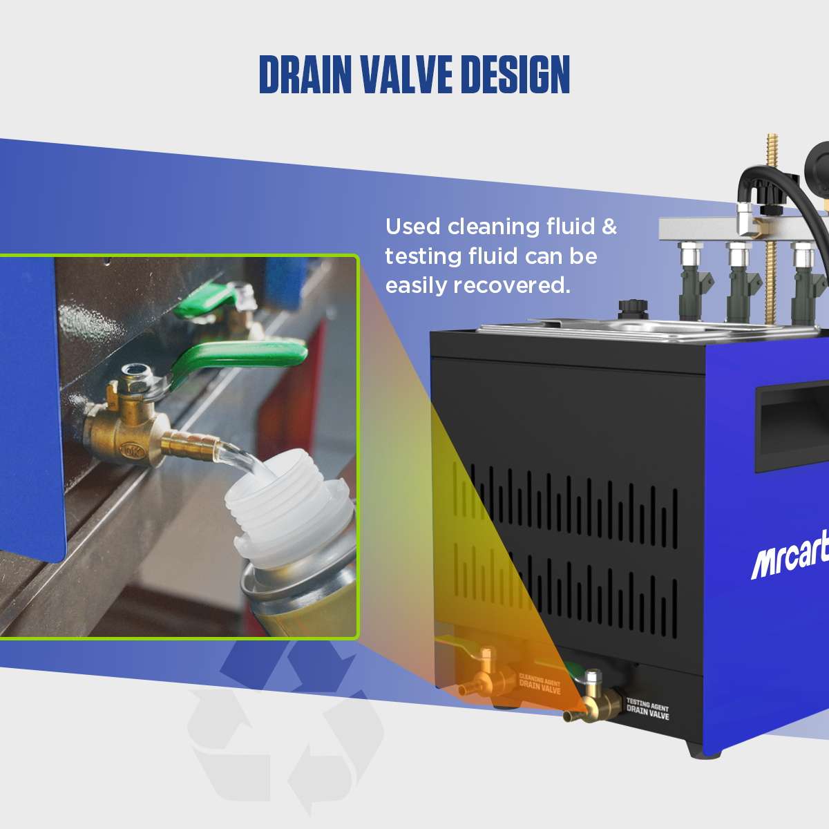 MRCARTOOL V308 drain valves for cleaning and testing fluid