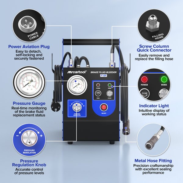 MRCARTOOL F109 Brake Fluid Flush Machine 3.5 Meters 2.5 Bar