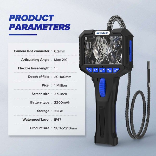 MRCARTOOL N150 210° Articulating Borescope 6.2mm Flexible Borescope