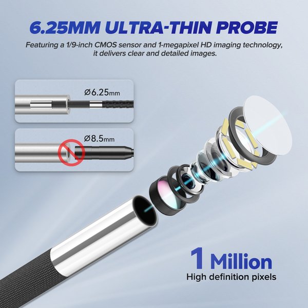 N180 Borescope Cylinder Inspection 360° Waterproof Endoscope Camera