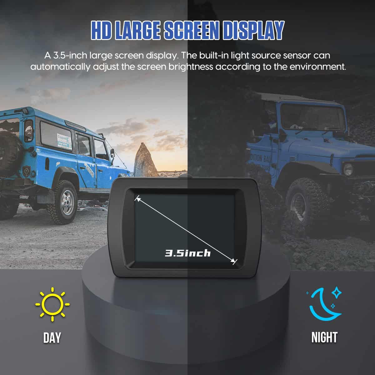 M85 3.5-inch screen with day and night brightness