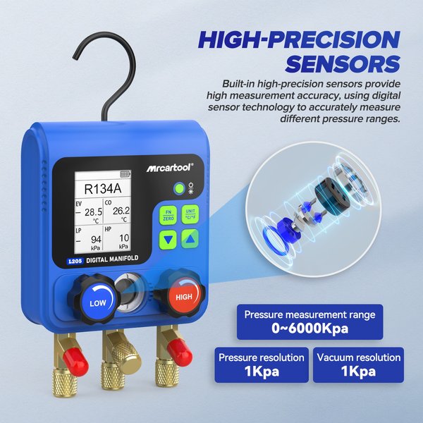 MRCARTOOL L205 HVAC Manifold Gauge Set AC Gauges