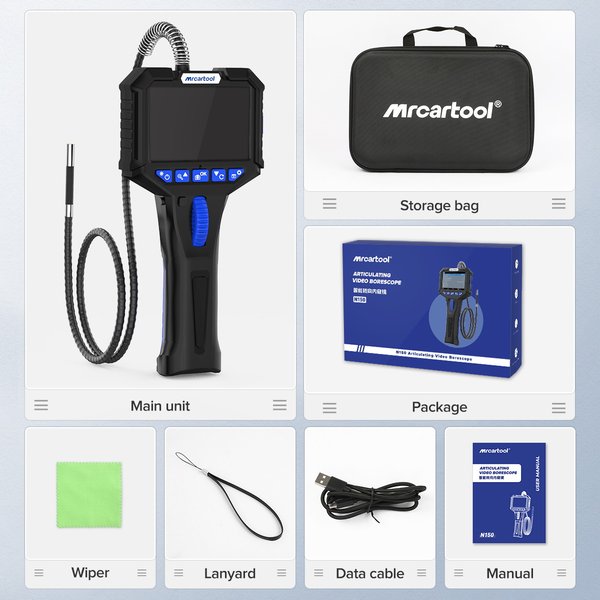 MRCARTOOL N150 210° Articulating Borescope 6.2mm Flexible Borescope