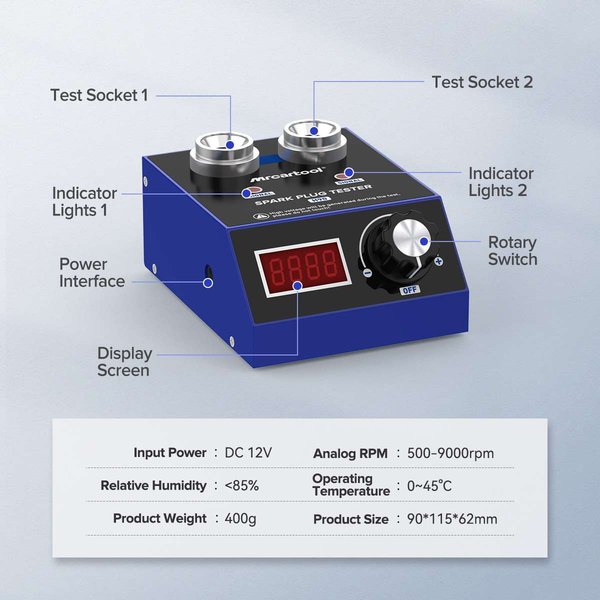MRCARTOOL H90 Spark Plug Tester Tool Dual Hole