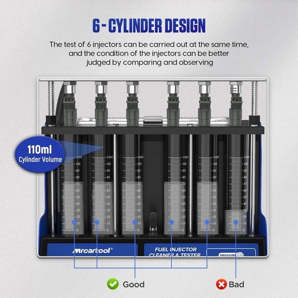 MRCARTOOL V310 Six-Tube Car Injector Tester Fuel Injector Supports GDI