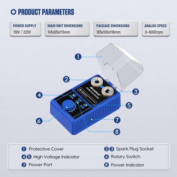MRCARTOOL Car Spark Plug Tester with Auto Adjustable for 12V Vehicles