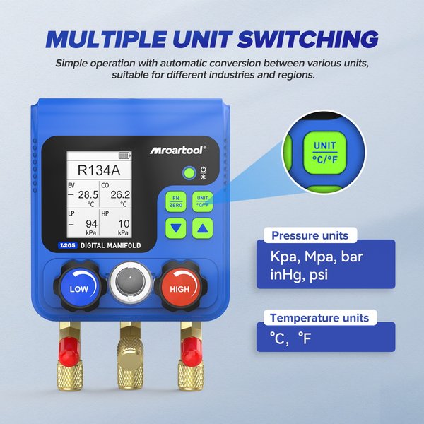 MRCARTOOL L205 HVAC Manifold Gauge Set AC Gauges