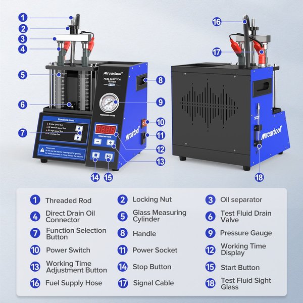 MRCARTOOL V103 Fuel Injector Tester, 4 Modes Diagnostic Machine