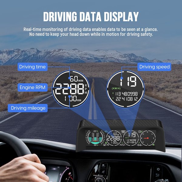 MRCARTOOL M80 Car GPS Head-up Display Slope Meter Automotive Digital Speedometer OBD2 HUD