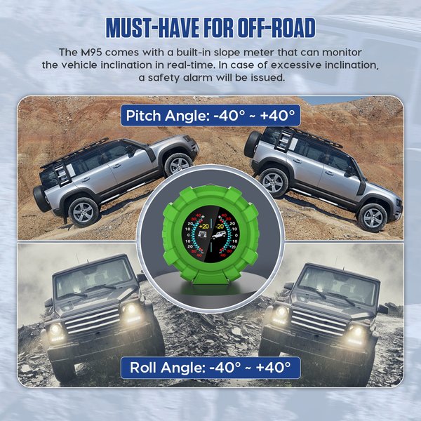 MRCARTOOL M95 GPS Slope Meter Head Up Display for Off-Road Vehicles Digital Speedeometer HUD