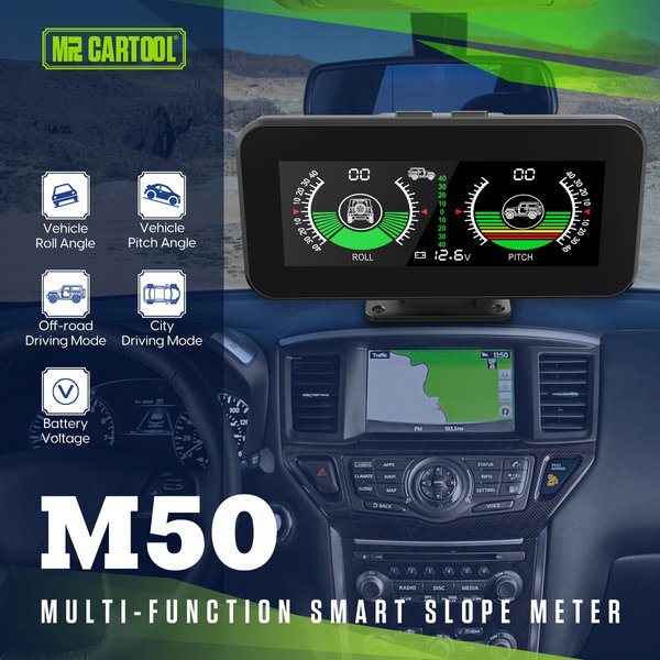 MRCARTOOL M50 GPS Smart Inclinometer Digital Inclinometer Guage for Off-Road SUV Vehicles GPS HUD