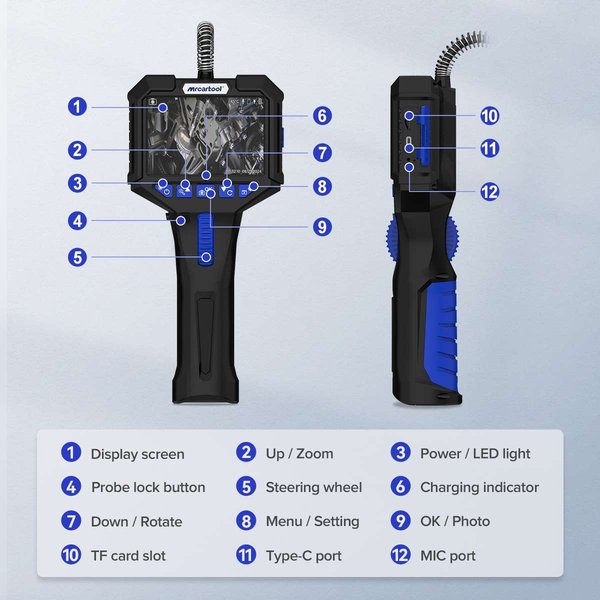 MRCARTOOL N150 210° Articulating Borescope 6.2mm Flexible Borescope