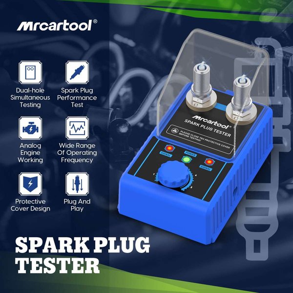 MRCARTOOL Car Spark Plug Tester with Auto Adjustable for 12V Vehicles