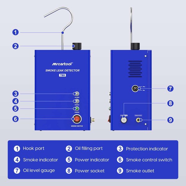 Automotive Smoke Leak Tester Evap Leak Tester MRCARTOOL T80