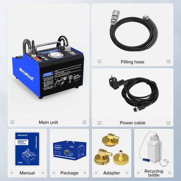 MRCARTOOL F106 ADJUSTABLE PRESSURE BRAKE FLUID BLEEDER MACHINE