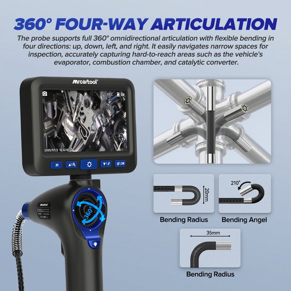 N180 Borescope Cylinder Inspection 360° Waterproof Endoscope Camera