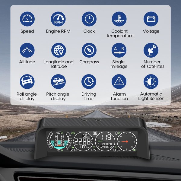 MRCARTOOL M80 Car GPS Head-up Display Slope Meter Automotive Digital Speedometer OBD2 HUD