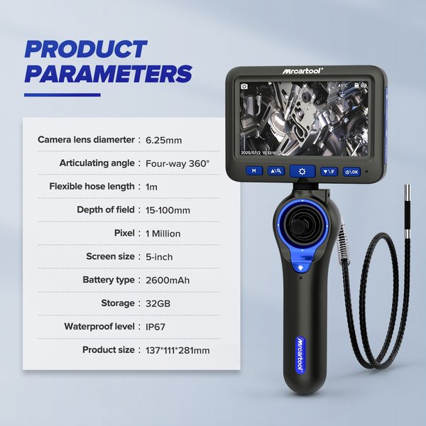 N180 Borescope Cylinder Inspection 360° Waterproof Endoscope Camera