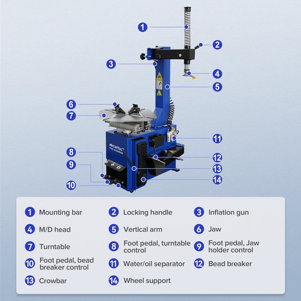 MRCARTOOL 112 Semi-Automatic Tire Changer Machine (10″–24″)