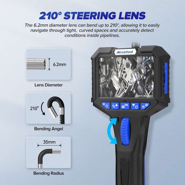 MRCARTOOL N150 210° Articulating Borescope 6.2mm Flexible Borescope