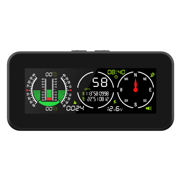 MRCARTOOL M60 GPS Inclinometer HUD with Compass for Off-Road SUV Vehicles Car Smart Slope Meter Gauge