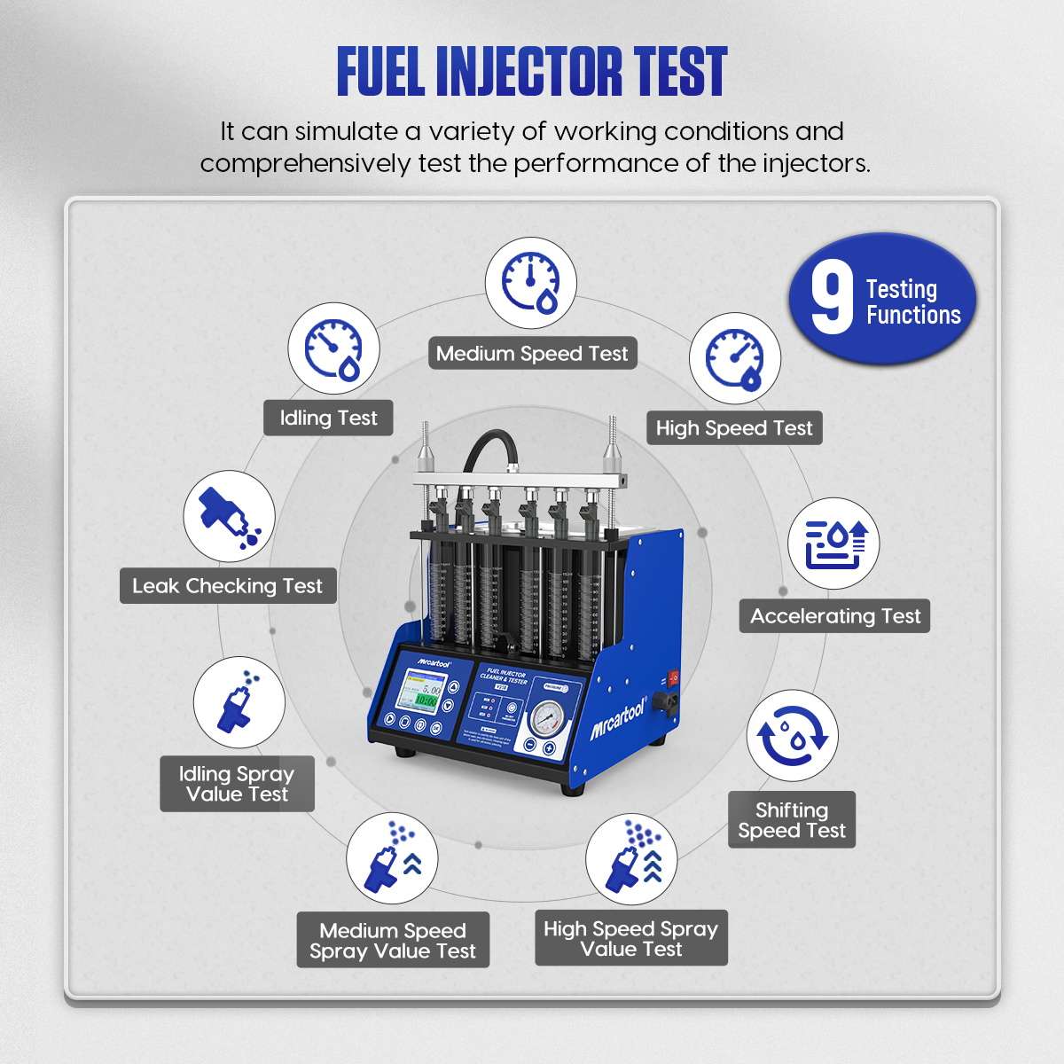 MRCARTOOL V310 nine fuel injector test functions
