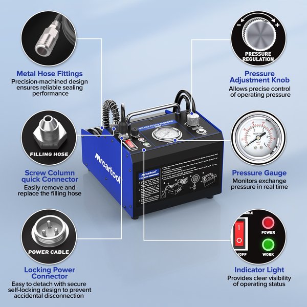 MRCARTOOL F106 ADJUSTABLE PRESSURE BRAKE FLUID BLEEDER MACHINE
