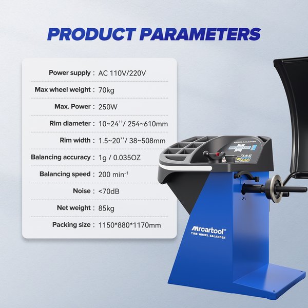 MRCARTOOL B-082 Full Automatic Wheel Balancer, 10″-24″ Tire Balancing Machine with 1g Precision & Auto Gauge