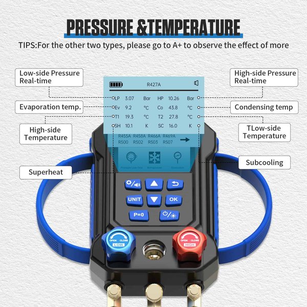 MRCARTOOL L505 Digital HVAC Gauges Manifold Gauge Set