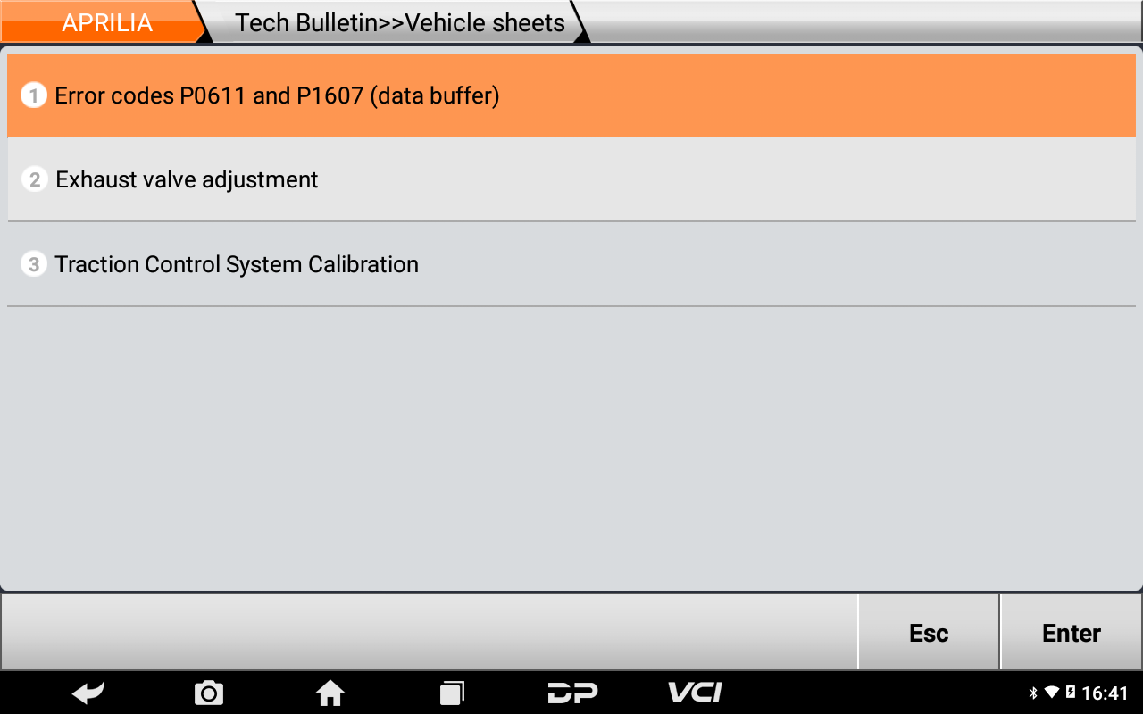 iScan Piaggio Group Aprilia technical bulletin vehicle sheets