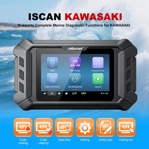 2 Years Free Update OBDSTAR iScan KAWASAKI Marine Diagnostic Tool Support Data Flow Action Test