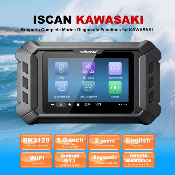 2 Years Free Update OBDSTAR iScan KAWASAKI Marine Diagnostic Tool Support Data Flow Action Test