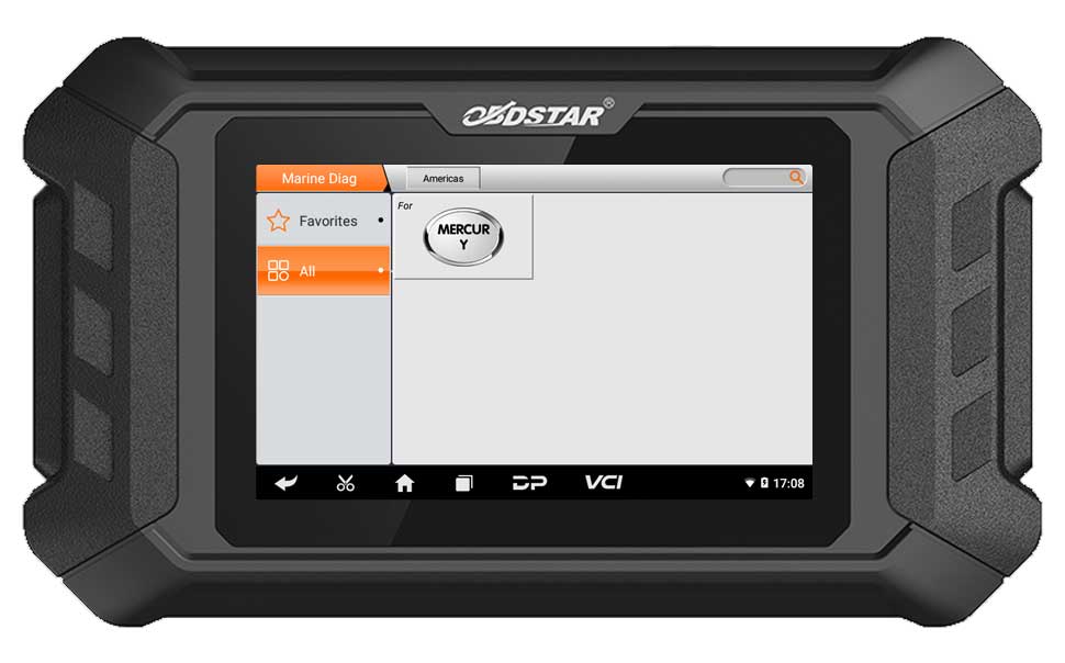 iScan Mercury Marine Diag menu with Mercury selected