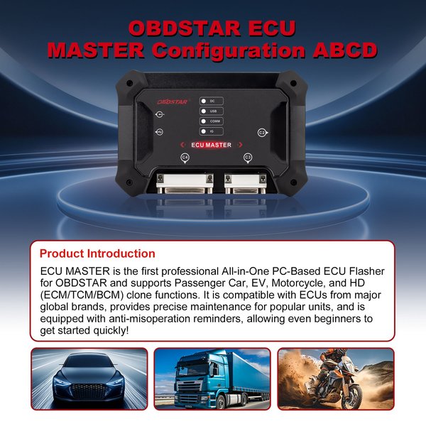 [US/ EU Ship] OBDSTAR ECU MASTER A+B+C+D Full Version for Passenger Car & EV & Motorcycle & Truck & Tractor ECM/ TCM/ BCM Clone
