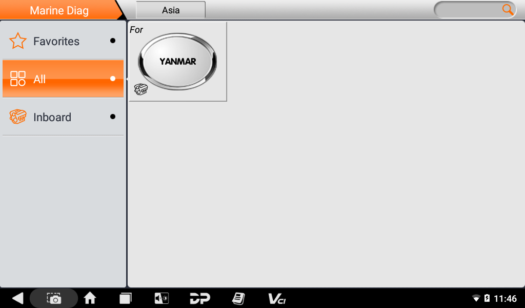 iScan PRO Marine Diag menu showing the Yanmar inboard brand