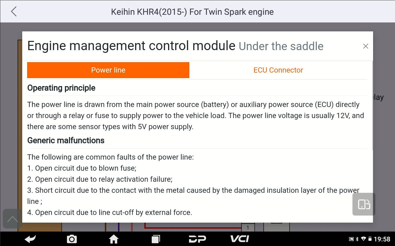 MOTOMASTER component description showing power line operating principle and common malfunctions