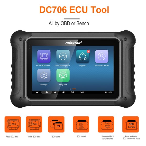 OBDSTAR DC706 ECU Tool A/ B/ C Version for Car and Motorcycle ECM/ TCM/ BODY Clone by OBD or BENCH