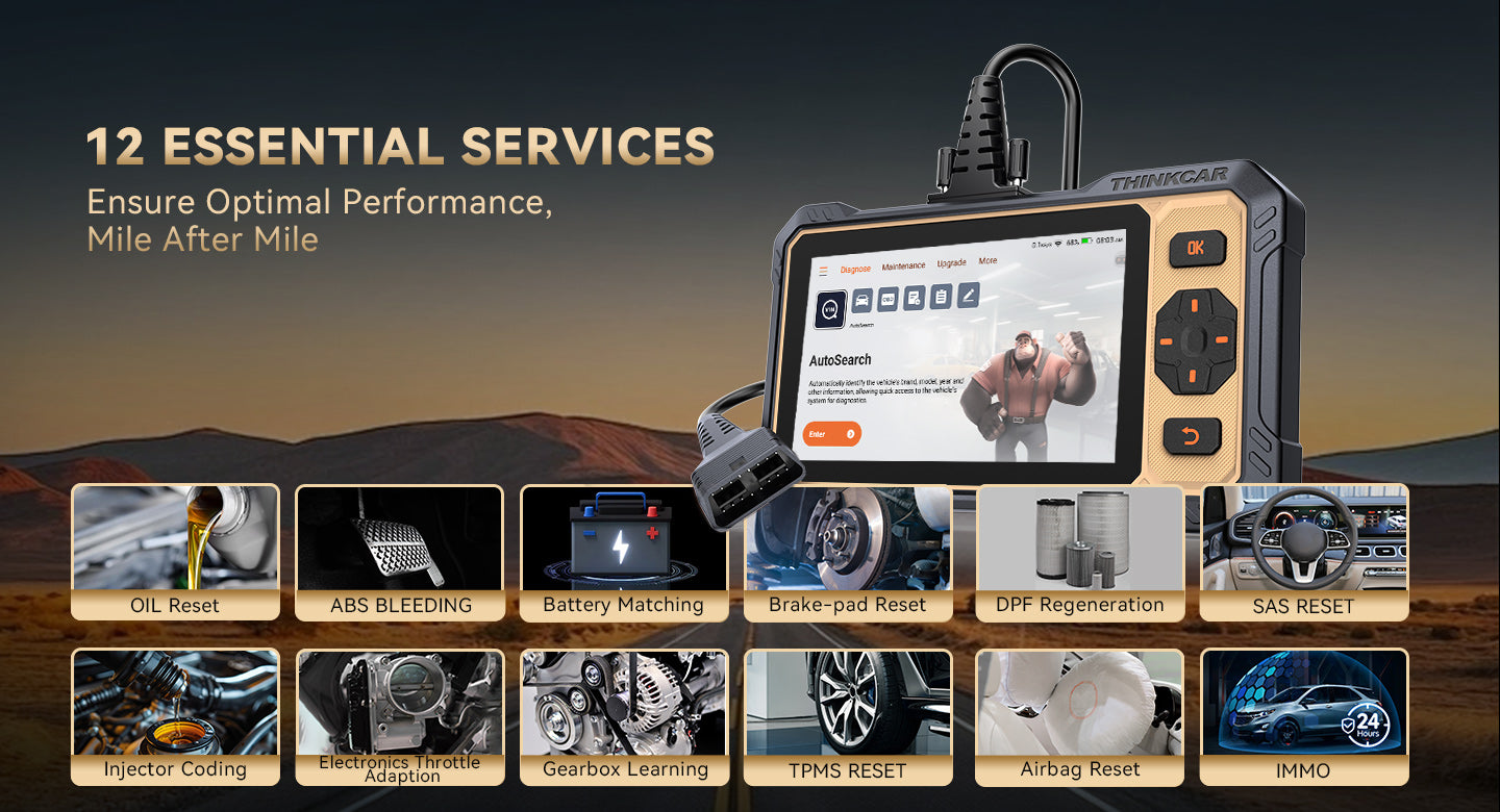 ThinkScan 662 with its 12 service functions, from oil reset and ABS bleeding to TPMS reset and airbag reset